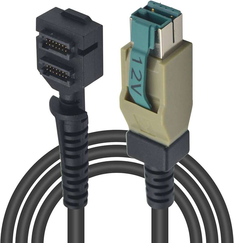 Dual 14pin IDC Female to 12V Powered USB 8P Scanner Cable for Verifone VX820 