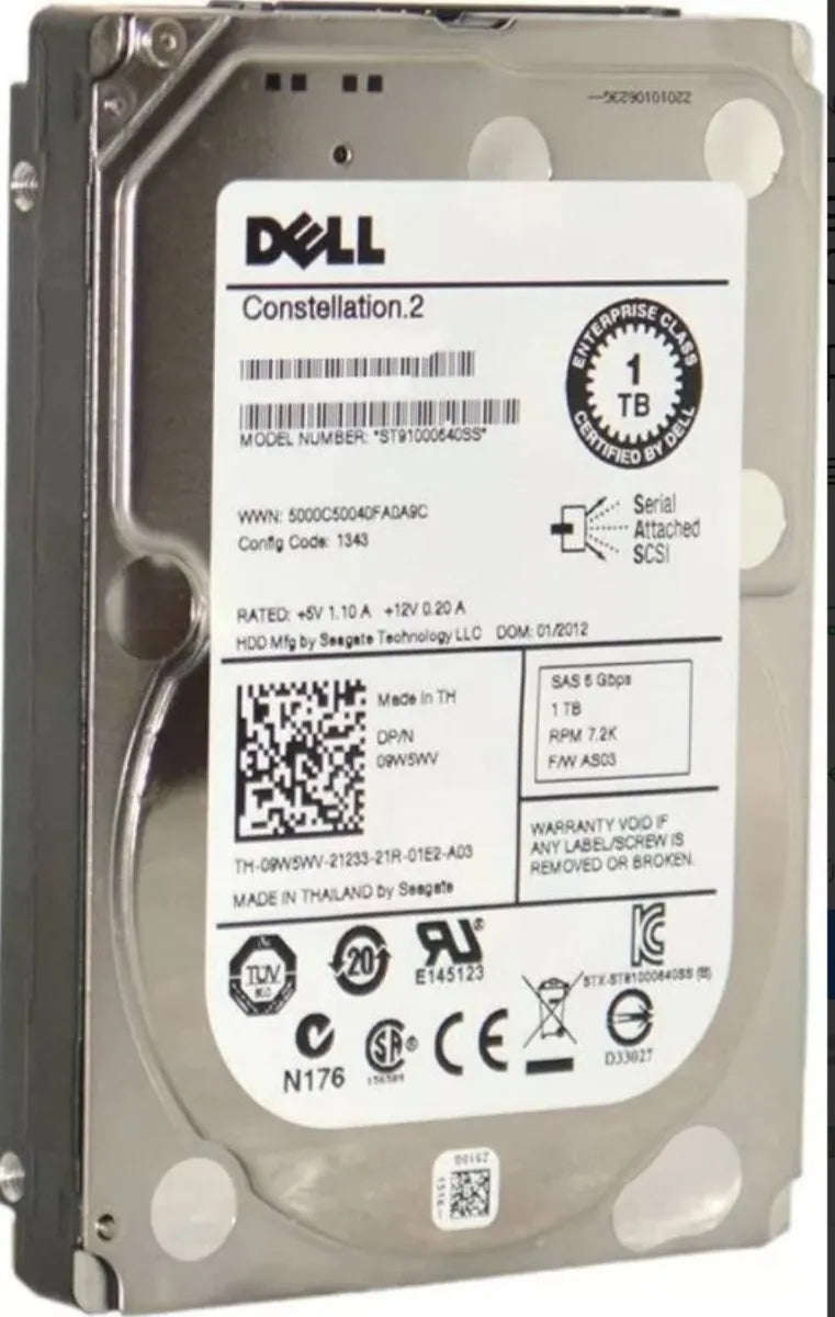 Dell ST91000640SS 2.5 Inch 1TB 7.2K 6Gbps SAS Hard Drive  Refurb