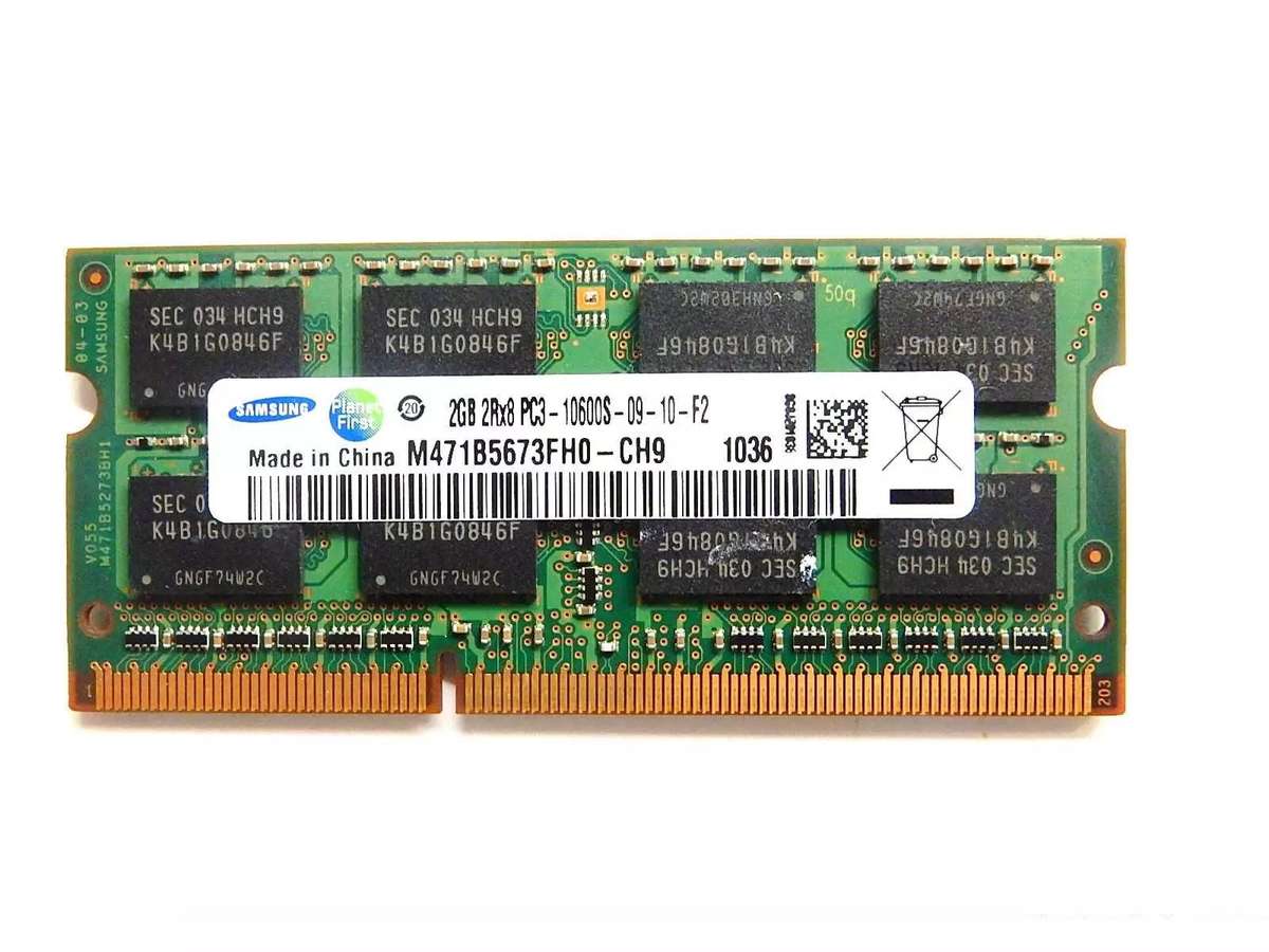 Samsung 2GB 2Rx8 Pc3-10600S-09-10-F2 DDR3 Sodimm Laptop Ram - Used