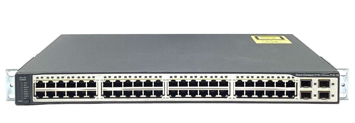 Cisco WS-C3750V2-48PS-E 48 Port PoE + 4 SFP Uplink Managed Layer 3 Switch  Used