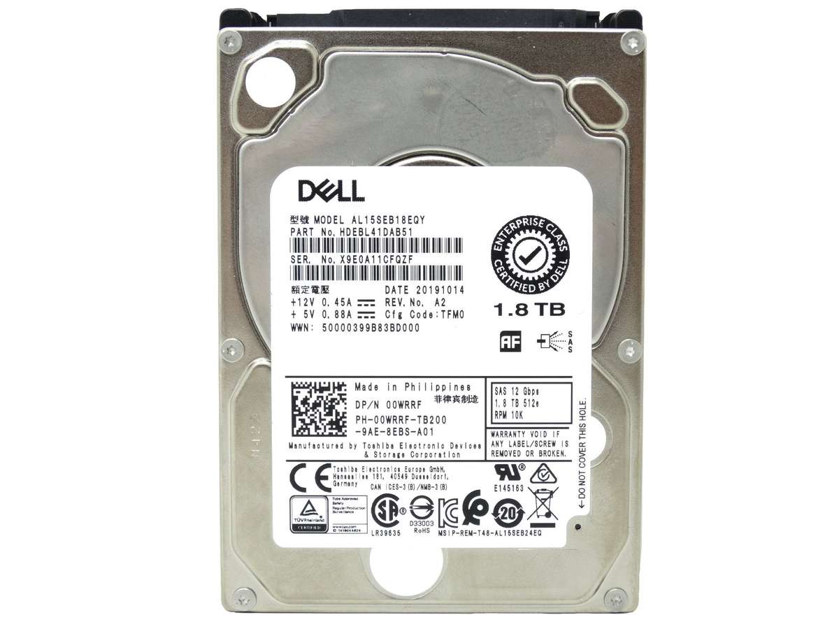 DELL CERTIFIED AL15SEB18EQY  - 1.8TB SAS HARD DRIVE - 2.5" - 10K - PRE-OWNED