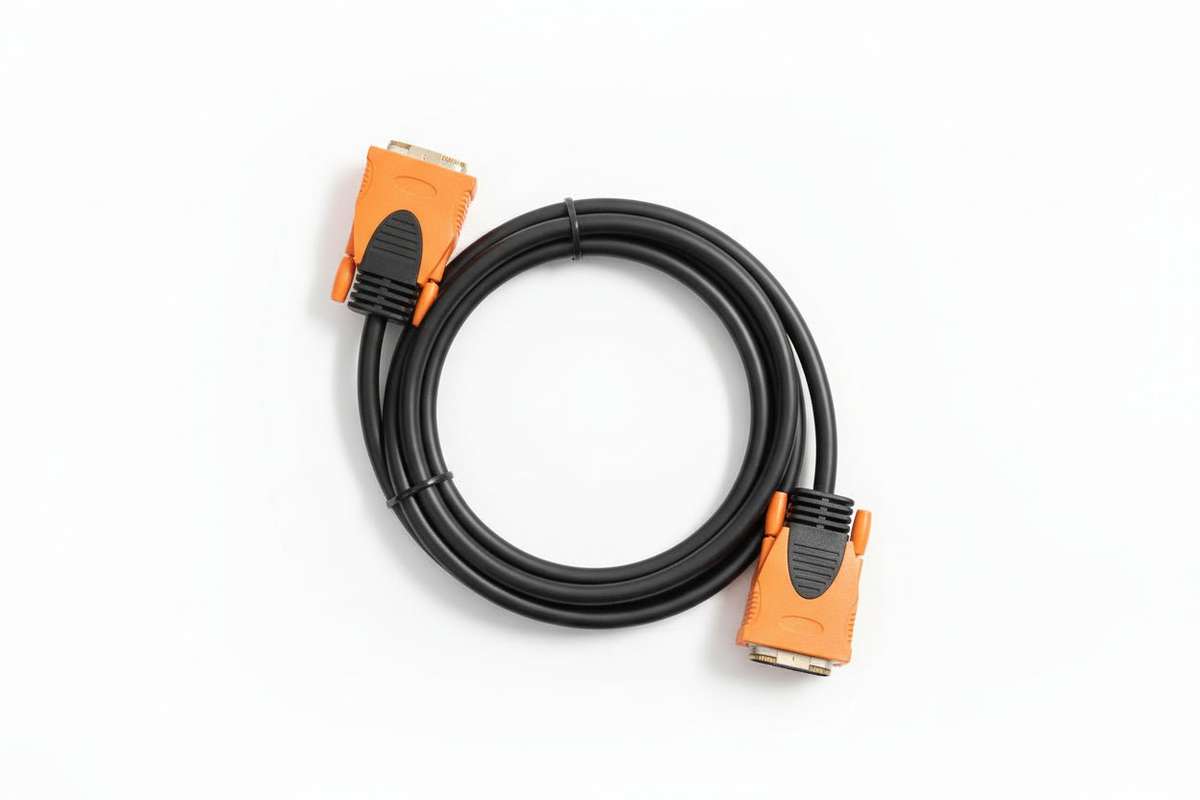 Vcom DVI 24+1 Male to Male 1.8 Meter Orange & Black Display Cable 