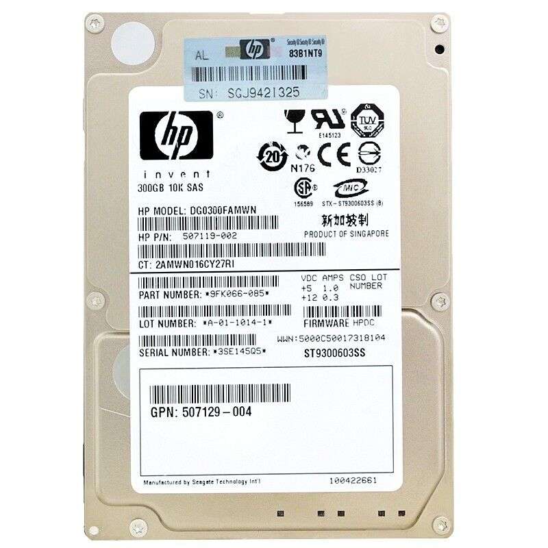 HP DG0300FAMWN - 300GB SAS Hard Drive - 2.5" - 10 000 RPM - 6GB/s