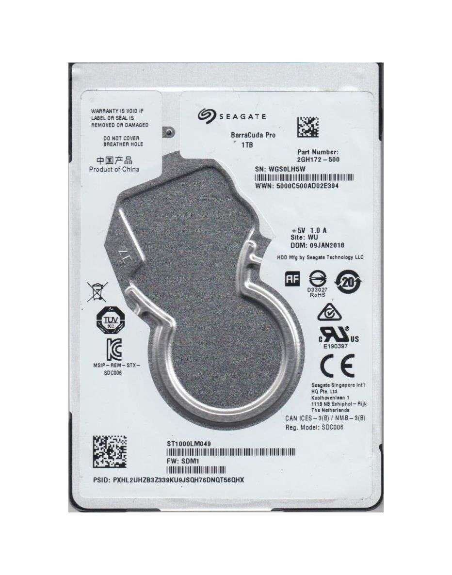 Seagate ST1000LM049 1TB 2.5" SATA Hard Drive - Refurb