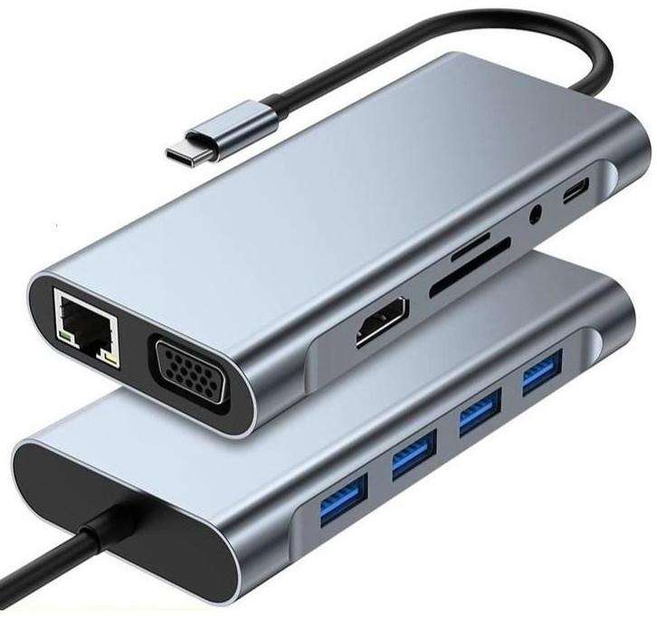 4 x USB3.0, 1 x VGA, 1 x RJ45, 1 x USB-C, 1 x TF-CARD Reader, 1 x HDMI