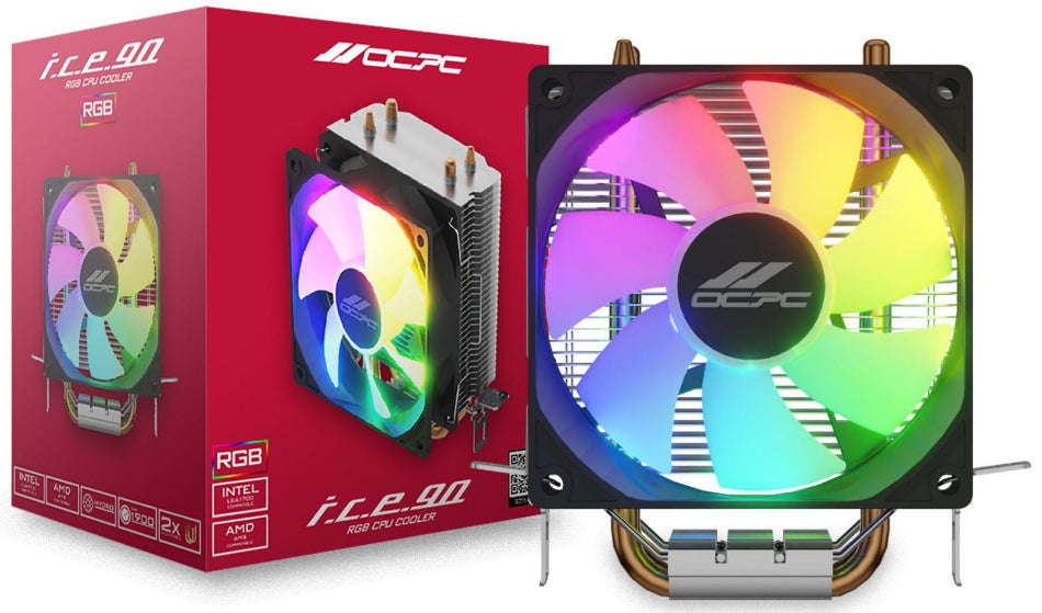 Ocpc Ice-90 RGB CPU Air Cooler 90MM Black - OCCICE90RBK