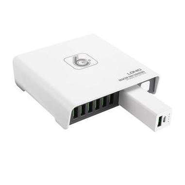 6 USB ports, auto device identification, 2.4A charging speeds, with a 2600mAh pop-out power bank.