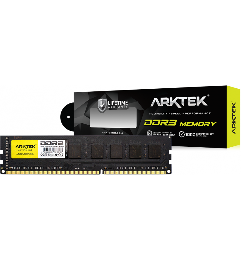 Arktek Memory 8GB DDR3 PC-1600 DIMM RAM Module for PC