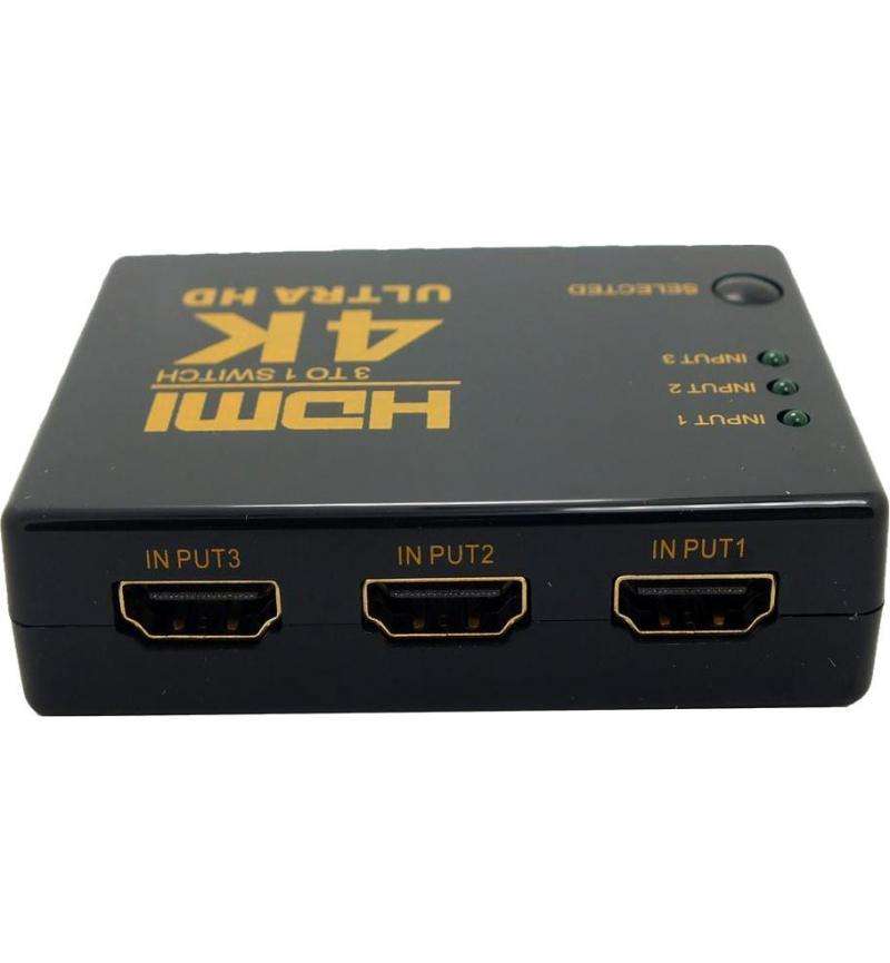 Microworld HDMI Switch 4K 3x1 with Remote Control - Ultra HD 2160p Support