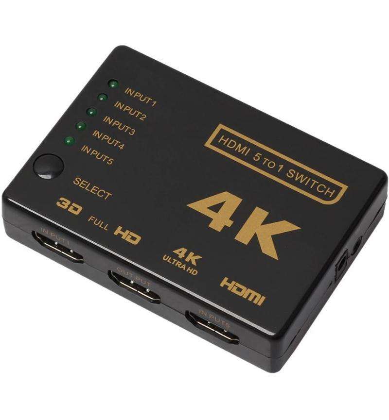 Microworld 4K HDMI Switch: 5 Inputs & 1 Output with Signal Amplification