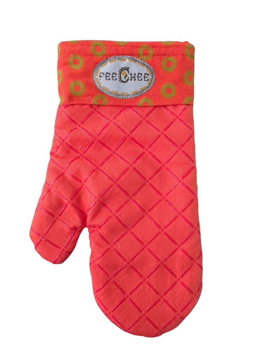 Premium Padded Oven Mitt  Heat-Resistant Quilted Kitchen Glove Red
