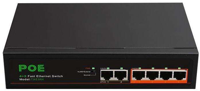 Network Switch 4Port 10/100 POE + 2Port Uplink - TXE064