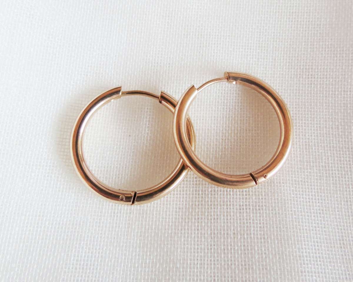 Stainless Steel Roosgoud Hoepel Oorringe (23mm)