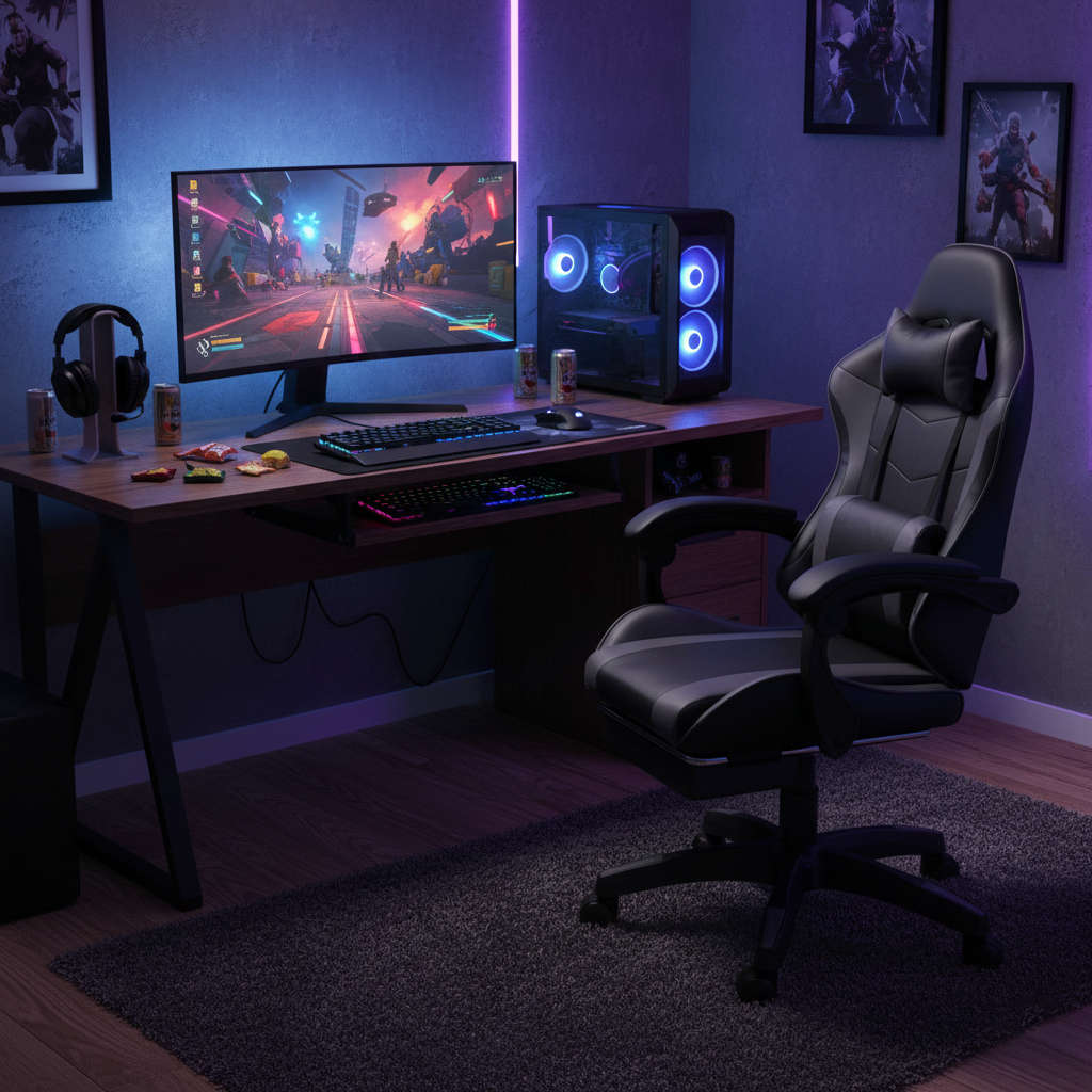 SoundThrone Gaming Chair with  Speaker - Black/ Grey