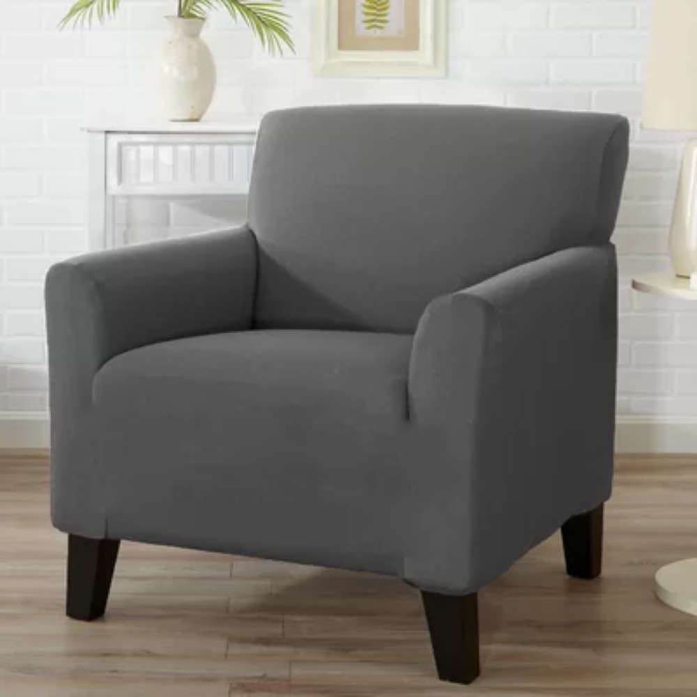 Fine Living Velvet Single Couch Cover - Dark Grey