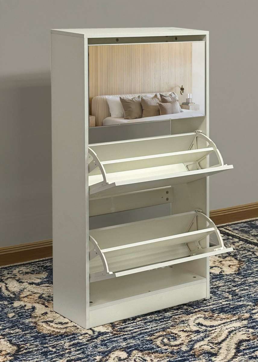 ShoeGleam 3 Layer Shoe Mirror Cabinet - Finery