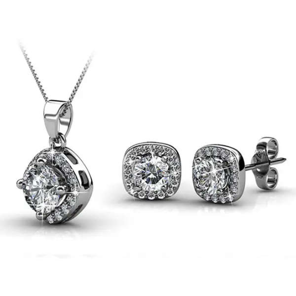 Dhia Halo Bridal Set embellished with Crystals from Swarovski