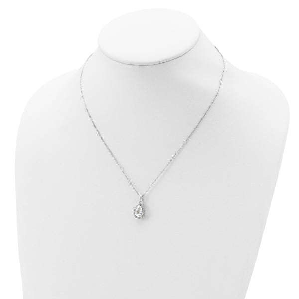 S925 White Teardrop Pendant Necklace