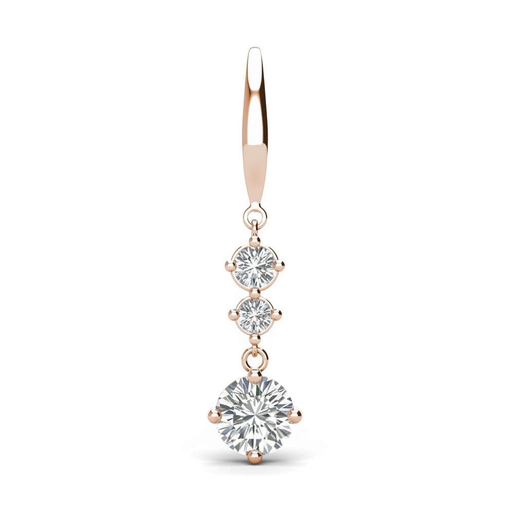 Tri Dangling Rose Gold Hook Crystal Drop Earrings with Crystals from Swarovski