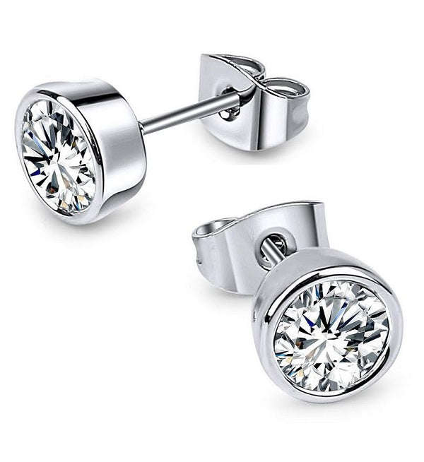Bevel Stud Swarovski Earrings