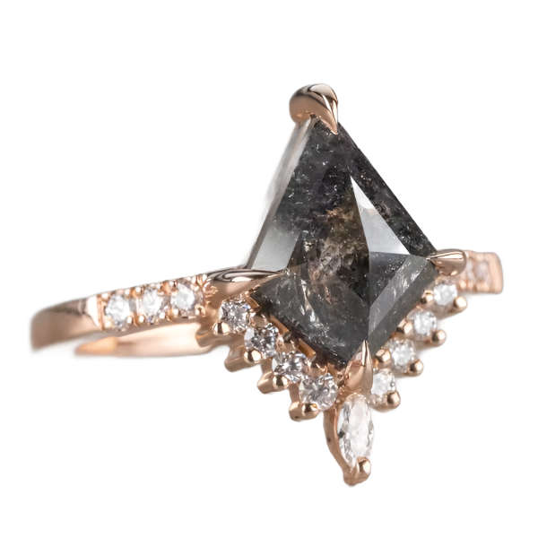 Kite Cut Salt And Pepper Diamond Engagement Ring