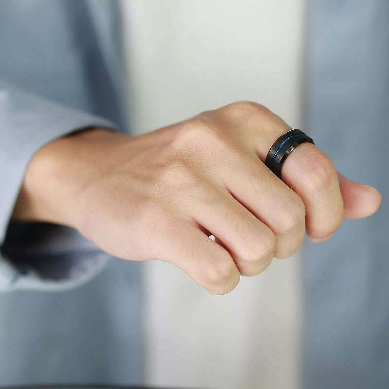 Black Channel Tungsten Carbide Ring - 9