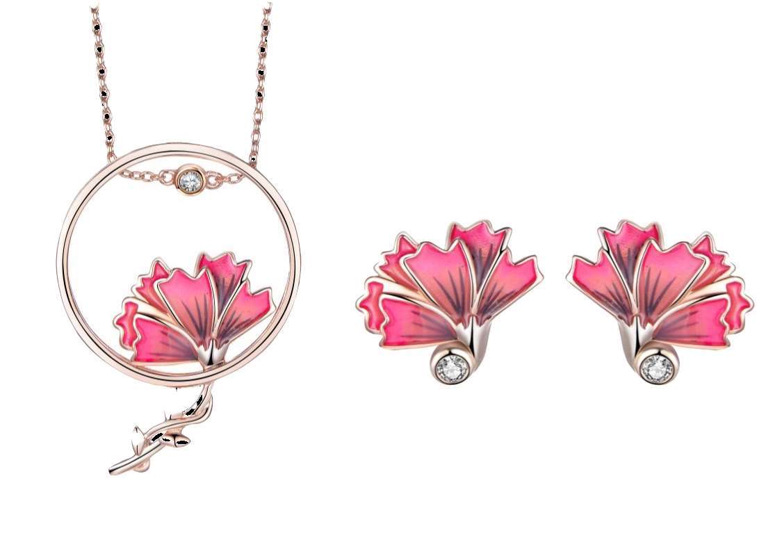 Dhia Carnation Set embellished with Zirconia from Swarovski