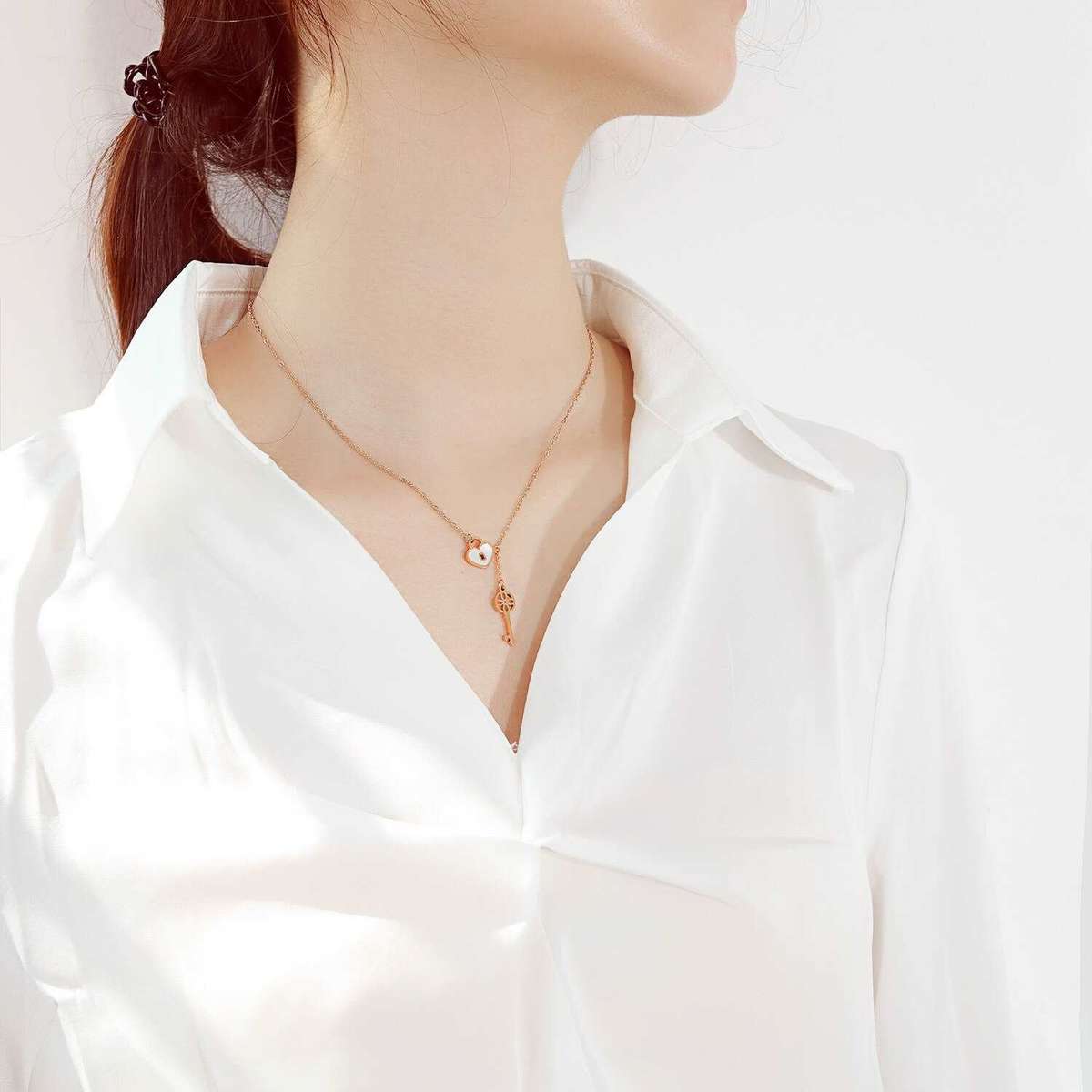 Lock and Key Pattern Necklace