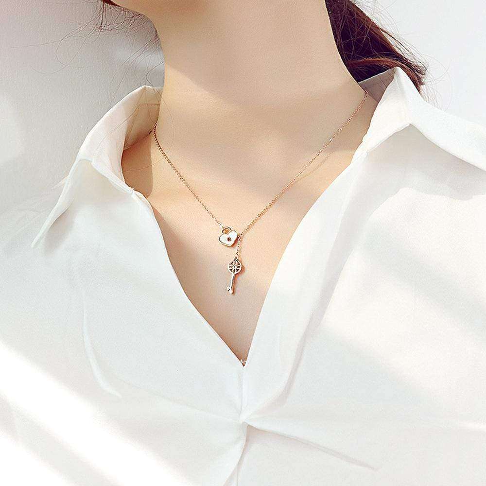 Lock and Key Pattern Necklace