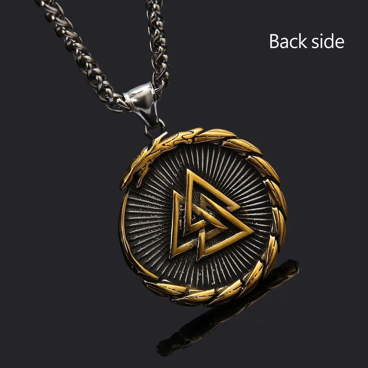 Nordic Valknut Vegvisir Necklace - Gold