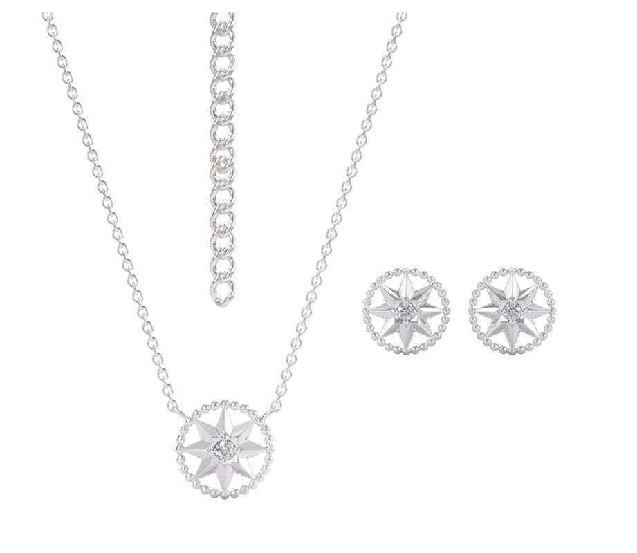 Compass Earrings and Necklace Set