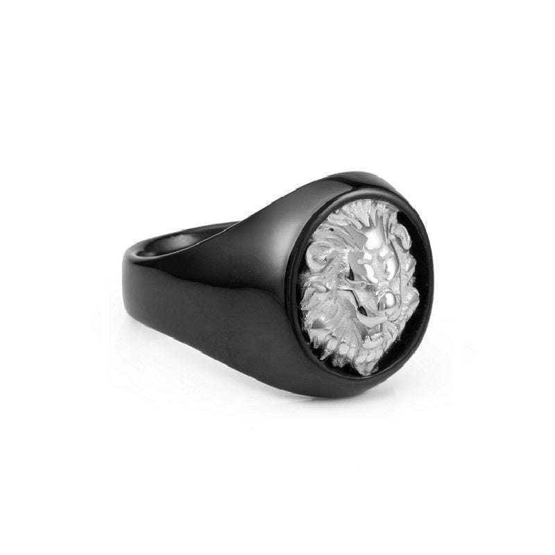Lion Head Ring - Black - 8