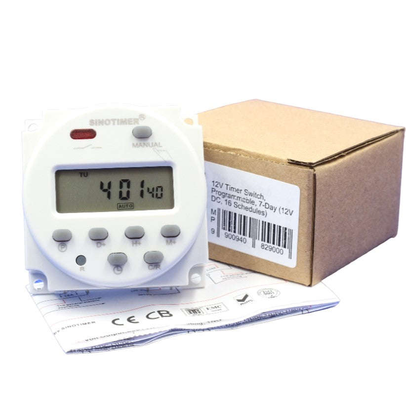 12V Digital Timer Switch (12V DC, 16 Schedules)