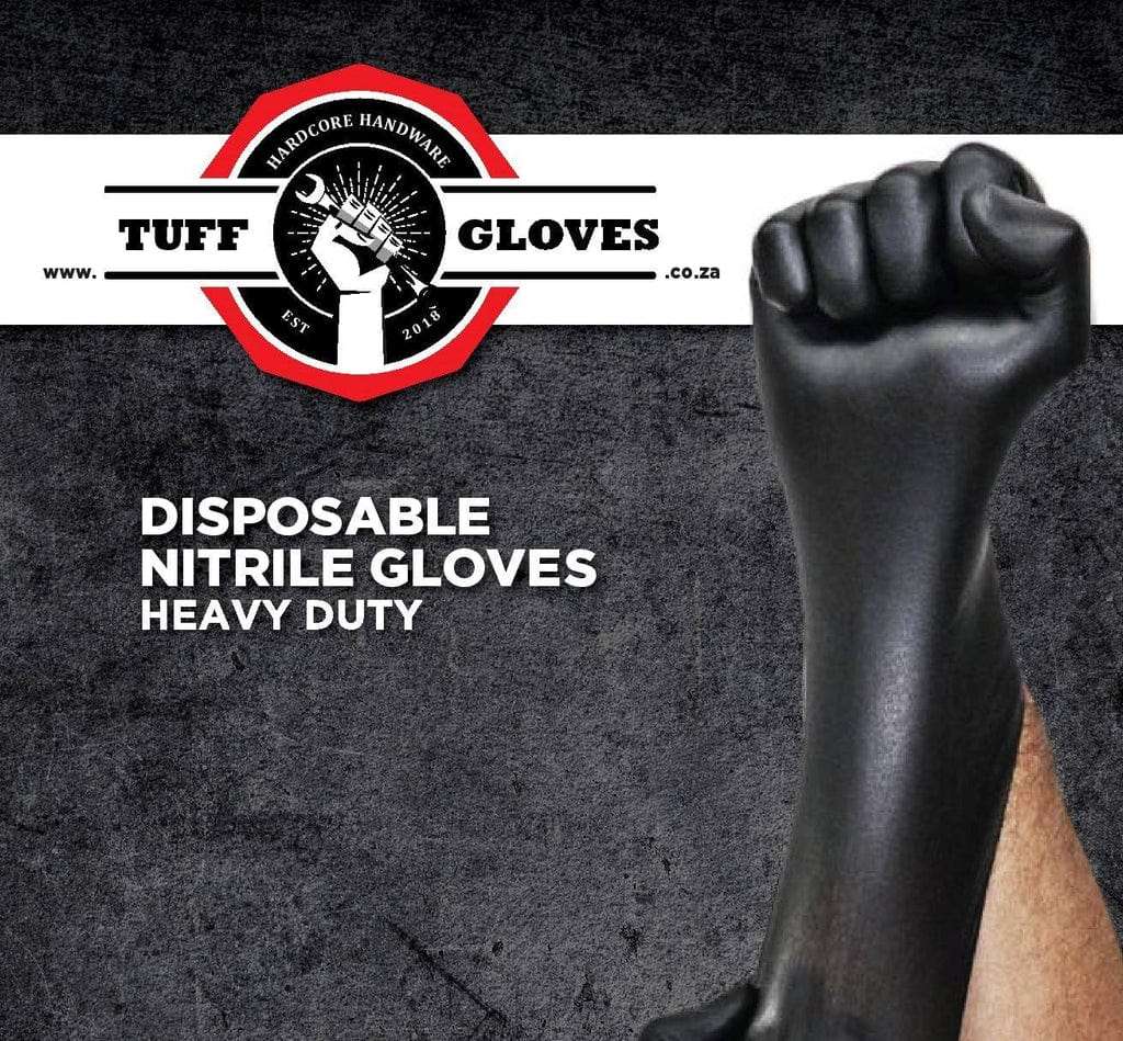 Tuff Gloves - Heavy Duty Disposable Powder Free Nitrile Gloves (5 Pairs)