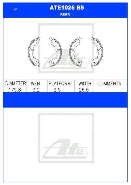 Kia Picanto II (TA)  Rear Brake Shoes (ATE1025BS)