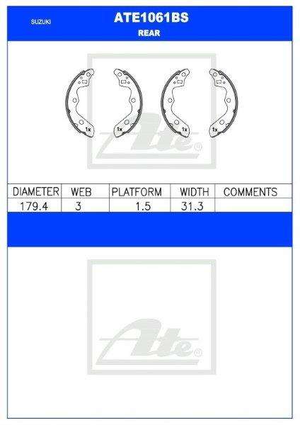 ATE Rear Brake Shoes for Suzuki Ignis & Suzuki Swift - ATE1061BS