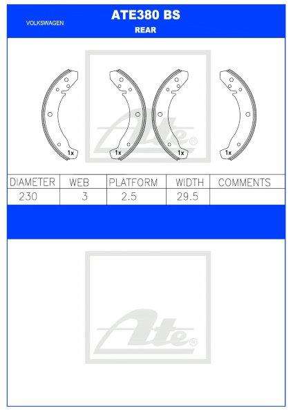 VW Beetle Classic  Rear Brake Shoes 19661979 (ATE380BS)