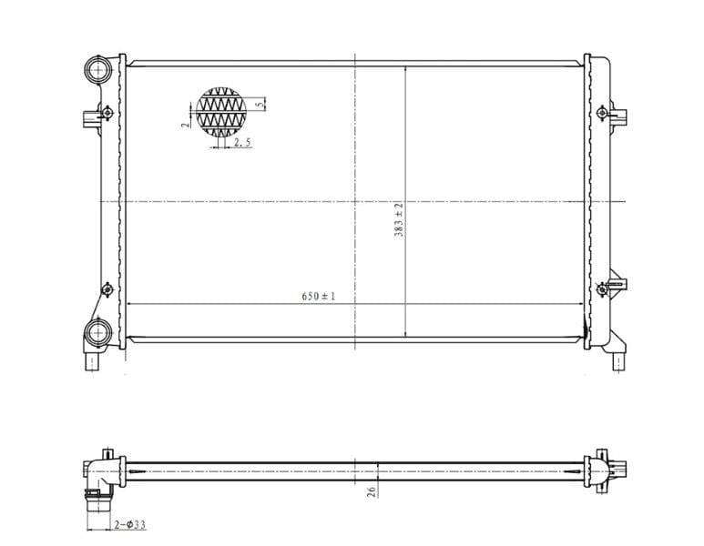 Radiator for VW Golf 5, Passat, Touran, Caddy  1.6 / 2.0 FSI / SDI  Manual  20042015