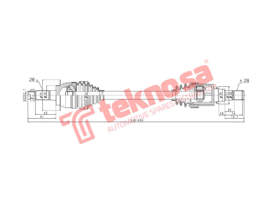 TEKNOSA Front Left Complete Driveshaft for Suzuki Ertiga - DSU100