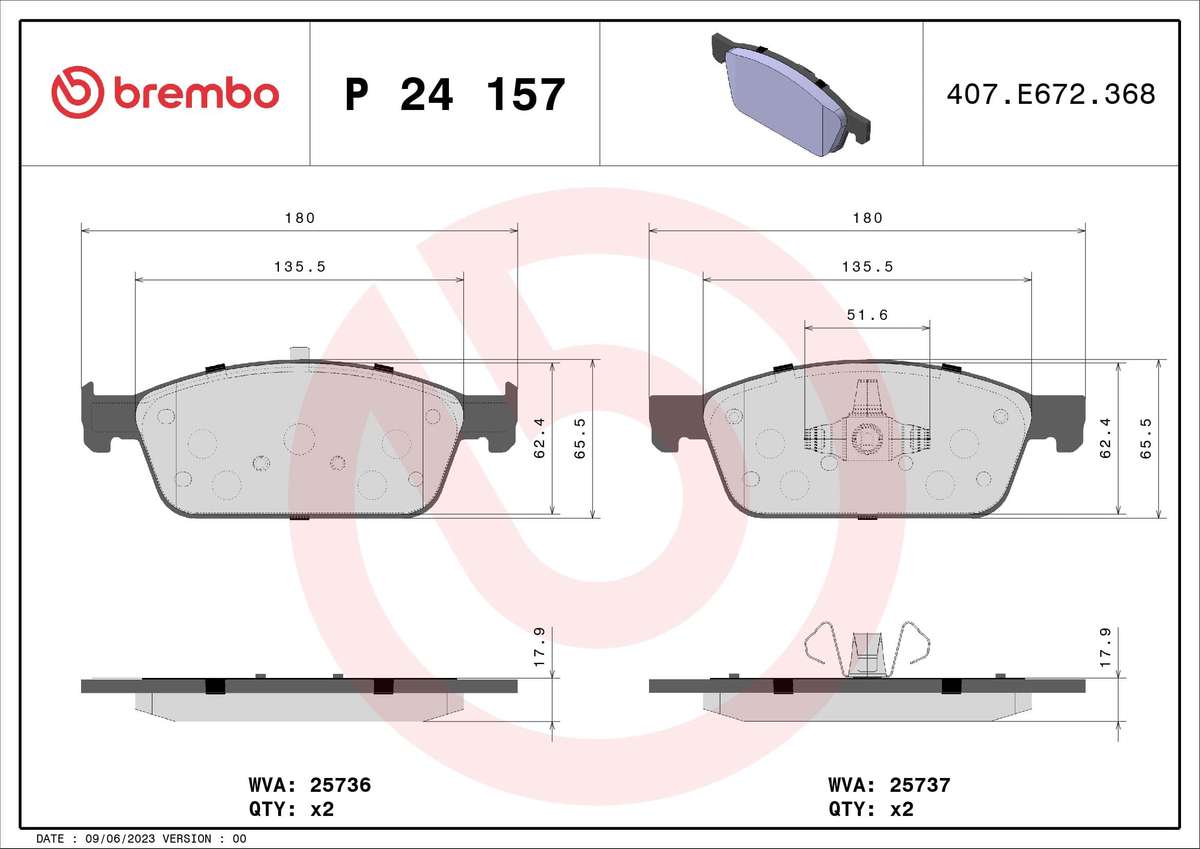 Brembo Front Brake Pads for Ford Kuga, Focus & Transit Connect - P24157