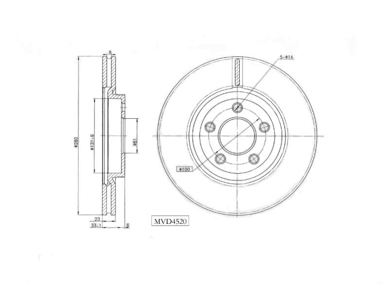 Front Brake Disc for Chrysler PT Cruiser & Dodge Neon - MVD4520