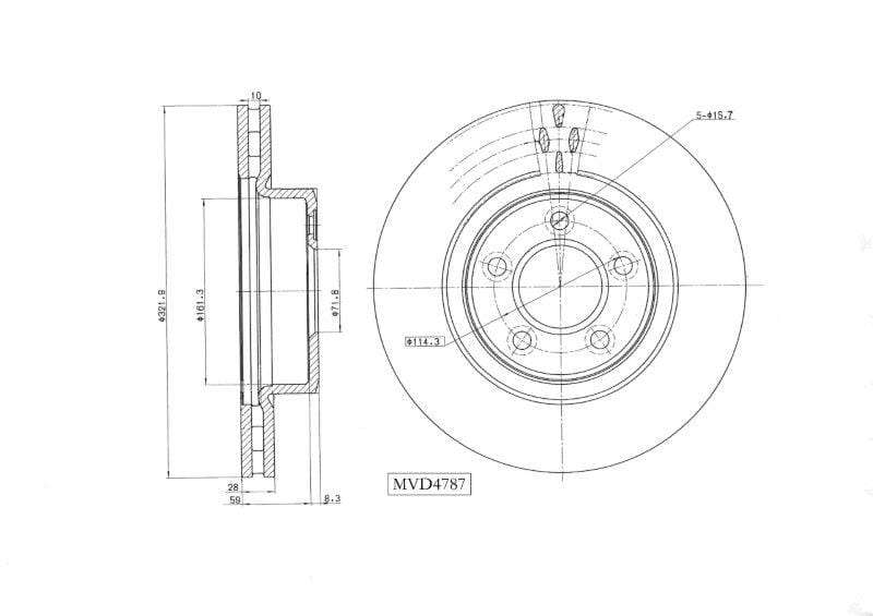Front Brake Disc (Single) for Ford Territory SX/SY 322mm - MVD4787