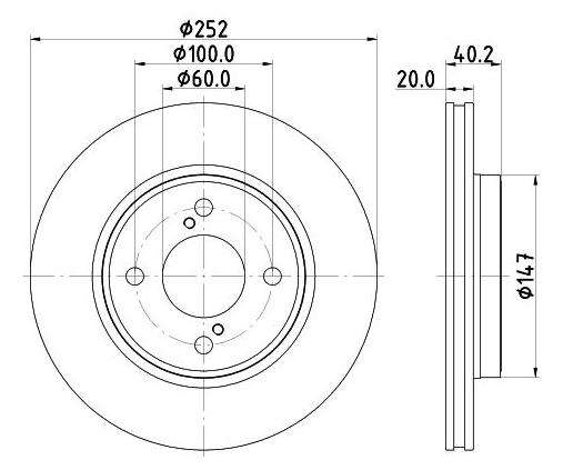 Front Brake Disc (Vented) for Suzuki Fronx 1.5 K15B  252x20mm, 4-Hole MAP-100300