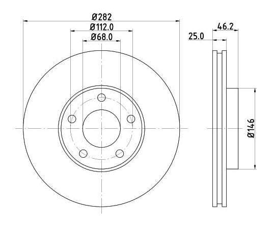 Front Brake Disc (Single) for VW Passat B5 / B5 Variant 282mm - MAP-101070