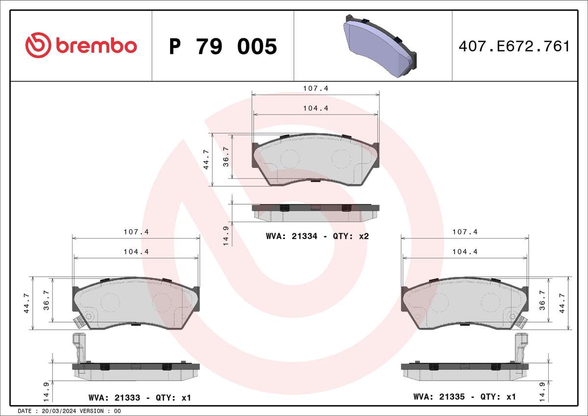 Brembo Front Brake Pads Suzuki Swift II Hatchback & Tata Indica/Indigo - P79005