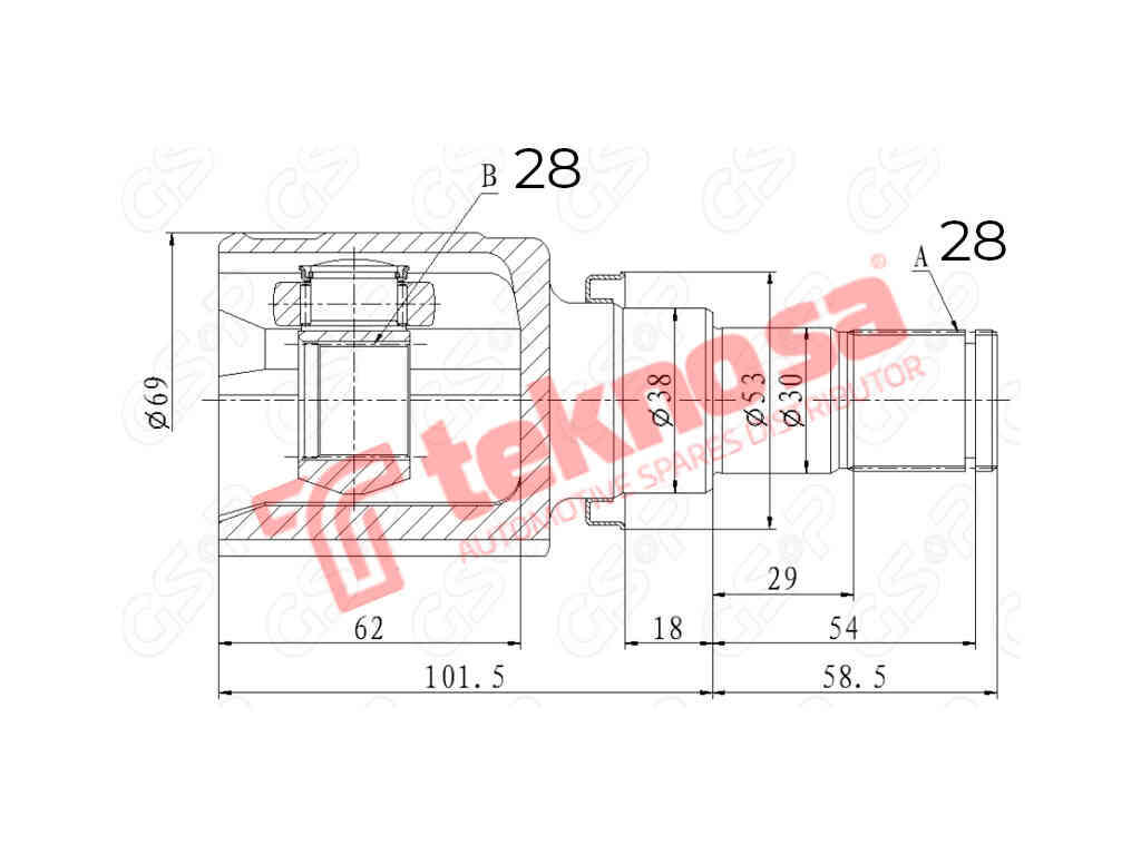 TEKNOSA Front Left Inner CV Joint for Suzuki Ertiga - SU4003