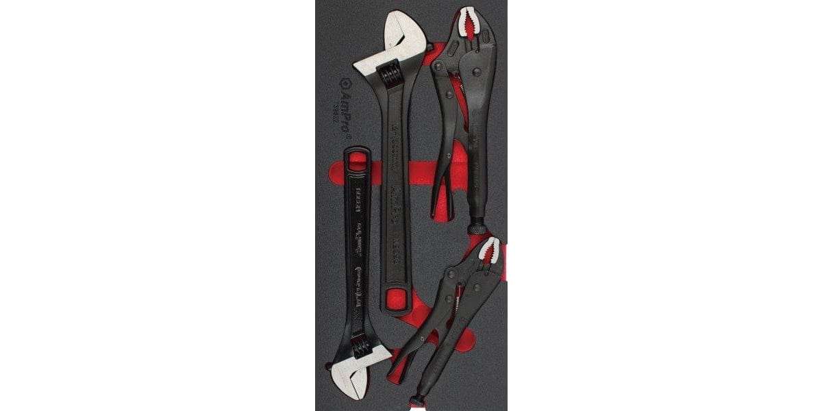 4Pc Adjust Wrench & Lock Grip Pliers Set (Foam Tray) AMPRO T39822