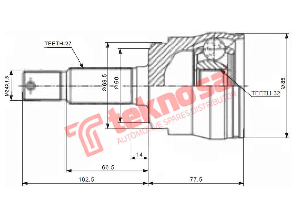Outer Cv Joint Jeep Cherokee 1985-2001 2.5 Tdi Grand Cherokee 1998-2005 2.7 Crd Ch5925