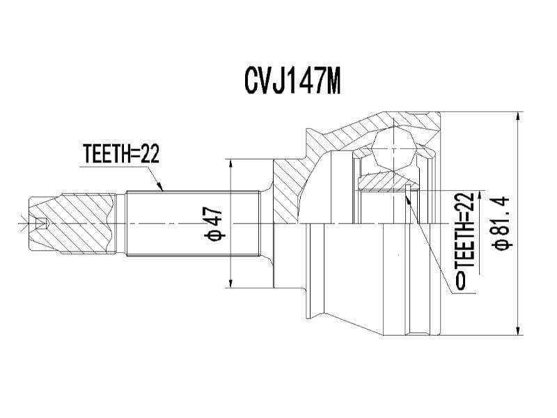 Outer CV Joint Fiat Palio,Palio Weekend,Sienna, Strada 1.2i,1.6i,1.7TD (CVJ147M)
