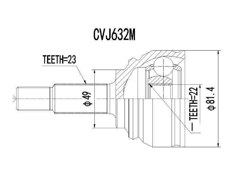 Outer Cv Joint Nissan NP200 1.6i,1.5DCi Cvj632M